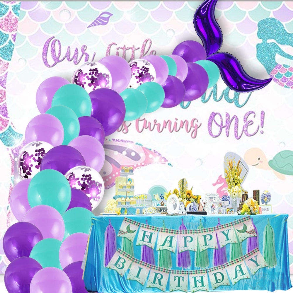 KatchOn Mermaid Balloon Set - 22 Piece Mermaid Party Decorations With Tail & Seashell Balloons