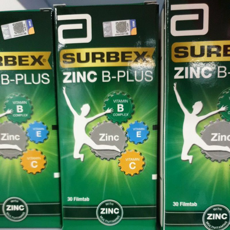 Surbex Zinc B-Plus Vitamin B Komplek + Zink Untuk Stamina & Tenaga 30s ...