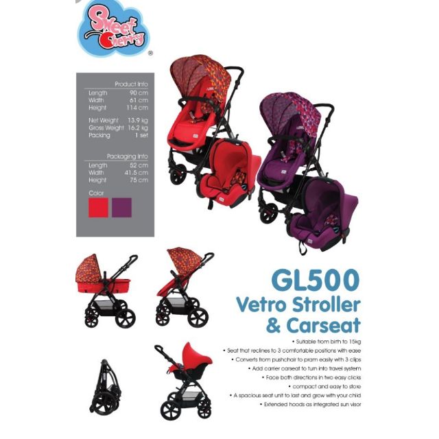 Sweet cherry gl500 vetro sales stroller