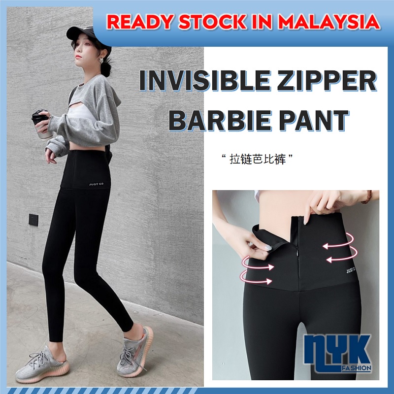 Women Zipper Barbie Yoga Pants Skinny Sweatpants Shaping Waist Legging  Shark Skin High Waist Thin High Stretch Pants