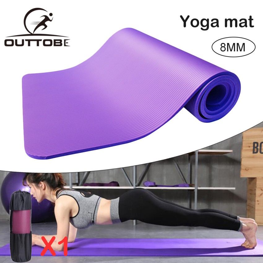 Outtobe 8mm Thick Yoga Mat with Carry Bag Shopee Malaysia