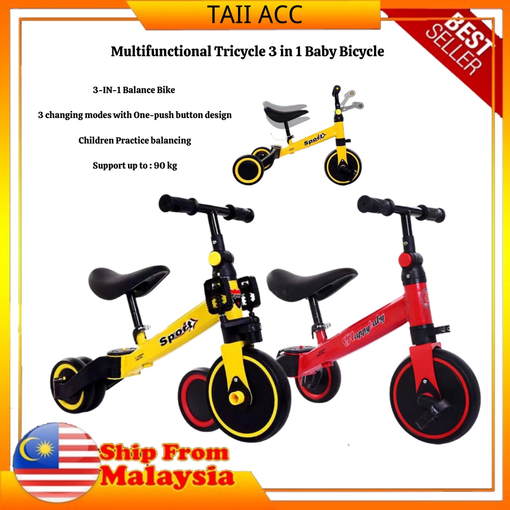 [ TAII ] Multifunctional Tricycle 3 in 1 Baby Bicycle Kids Children ...