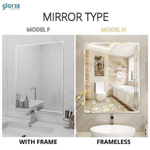 GLOREX)(2pcs) High Quality Aluminium Bathroom Cheap Mirror Safety Film  Mirror Toilet Mirror Vanity Bilik Mandi Cermin