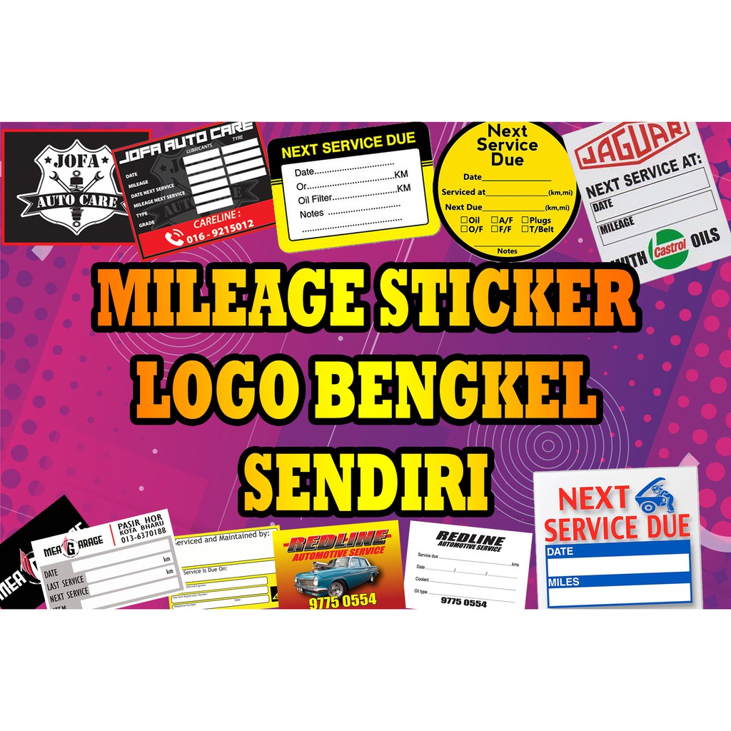 16PCS CUSTOM MILEAGE SERVICE STICKER / STICKER SERVIS KENDERAAN LOGO