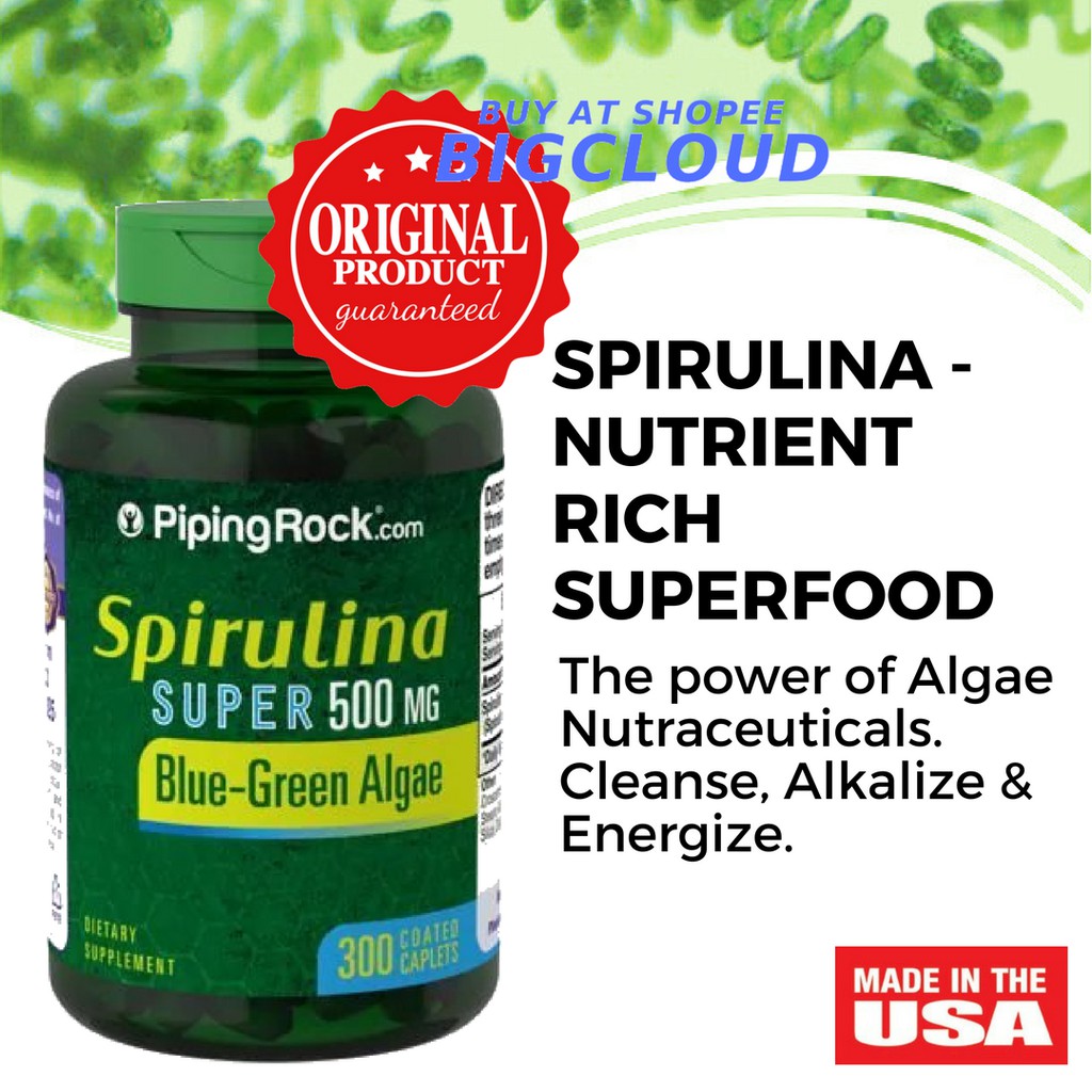 Piping Rock, Spirulina, 500 mg, 300 Tablets Shopee Malaysia