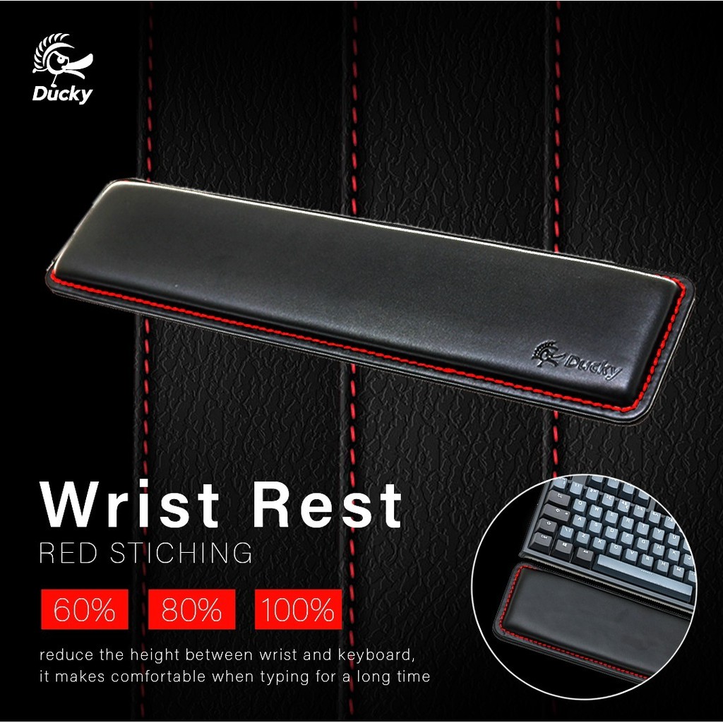  Ducky Leather Wrist Pad Red Stitch [FULL / TKL /MINI] SIZE