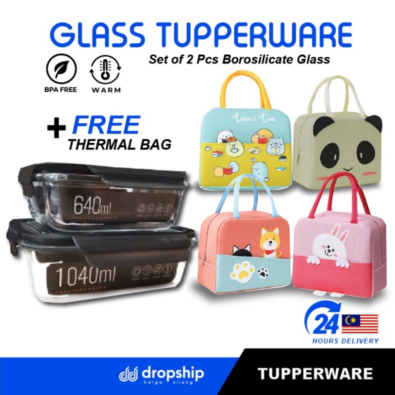 High Borosilicate Glass Rectangle Storage food Container Compartment ...