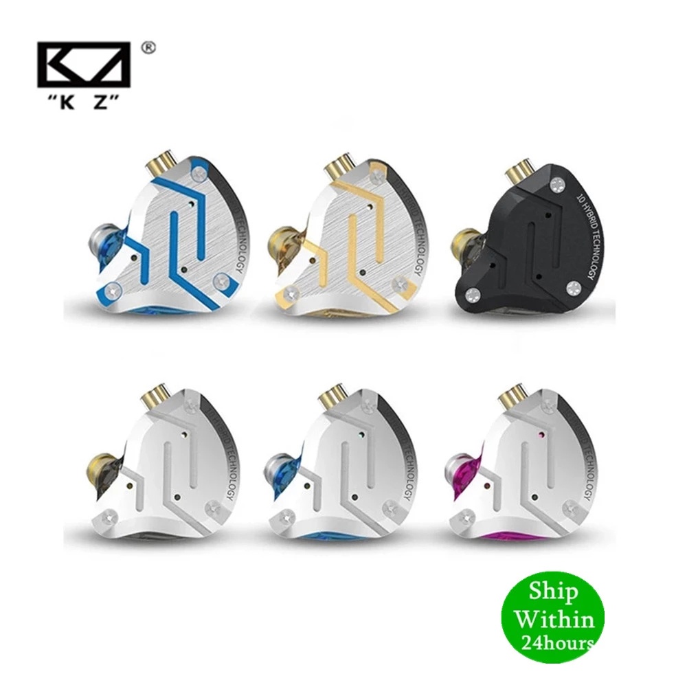 Écouteurs Intra KZ ZS10 Pro - 4BA + 1DD, 14Ω, 7-40kHz - Câble Remplaçable, Sans Micro (Bleu)