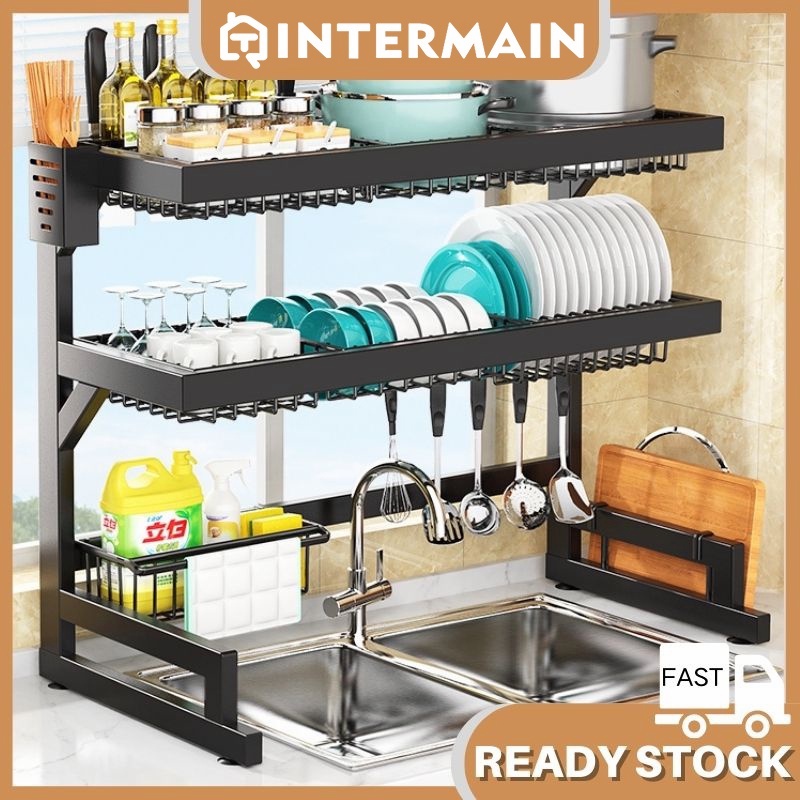 Rak Pinggan Sinki Stainless Steel Sink Dish Rack Kitchen Dish Drainer ...