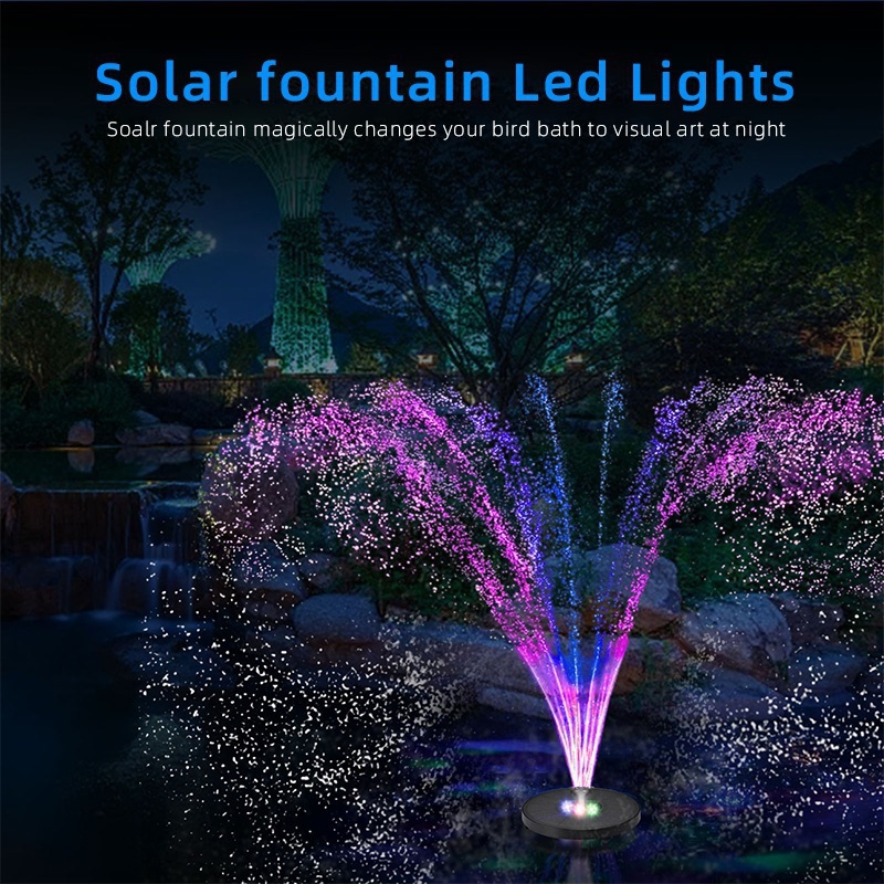 Solar Fountain Pump With 5 Lights LED , 2021 Upgraded Bird Bath ...