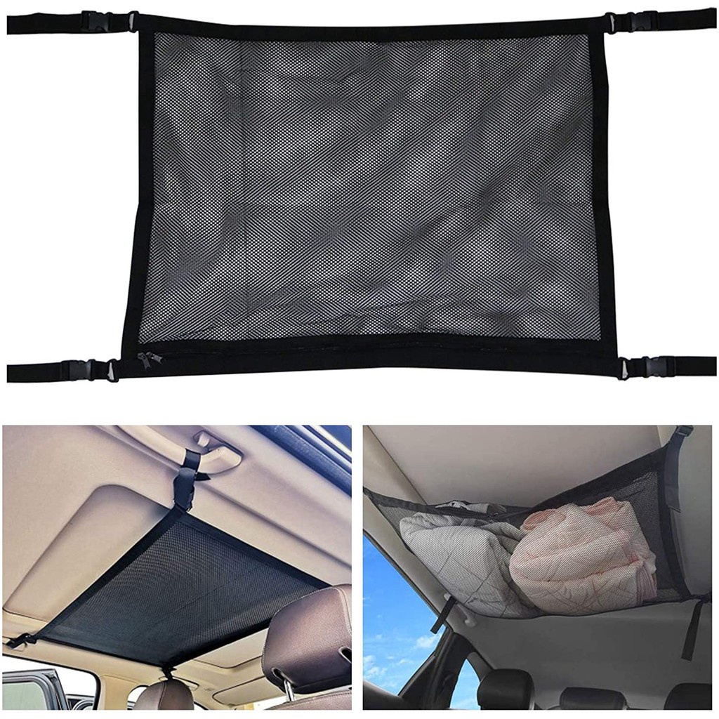 Car Ceiling Storage Net Pocket Roof Interior Cargo Net Breathable