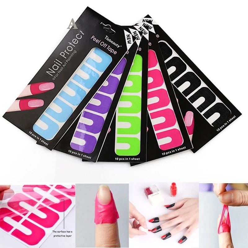 Peel Off Tape Spill-resistant Nail Protector Black White Pink Creative ...