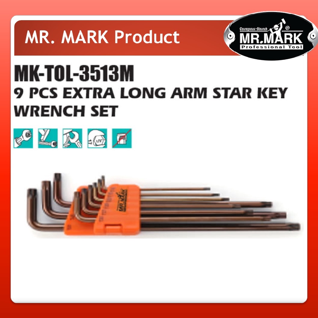 MK-TOL-3513M MR MARK 9 PCS EXTRA LONG ARM STAR KEY WRENCH SET | Shopee ...