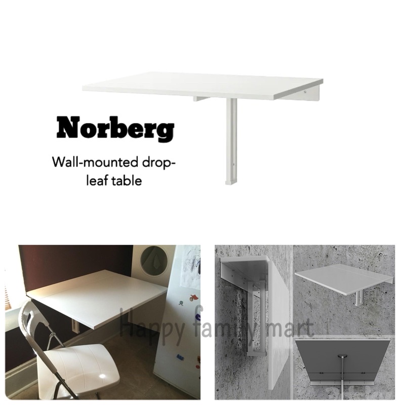 NORBERG Wall-mounted drop-leaf table, white, 74x60 cm/Meja dinding IKEA ...