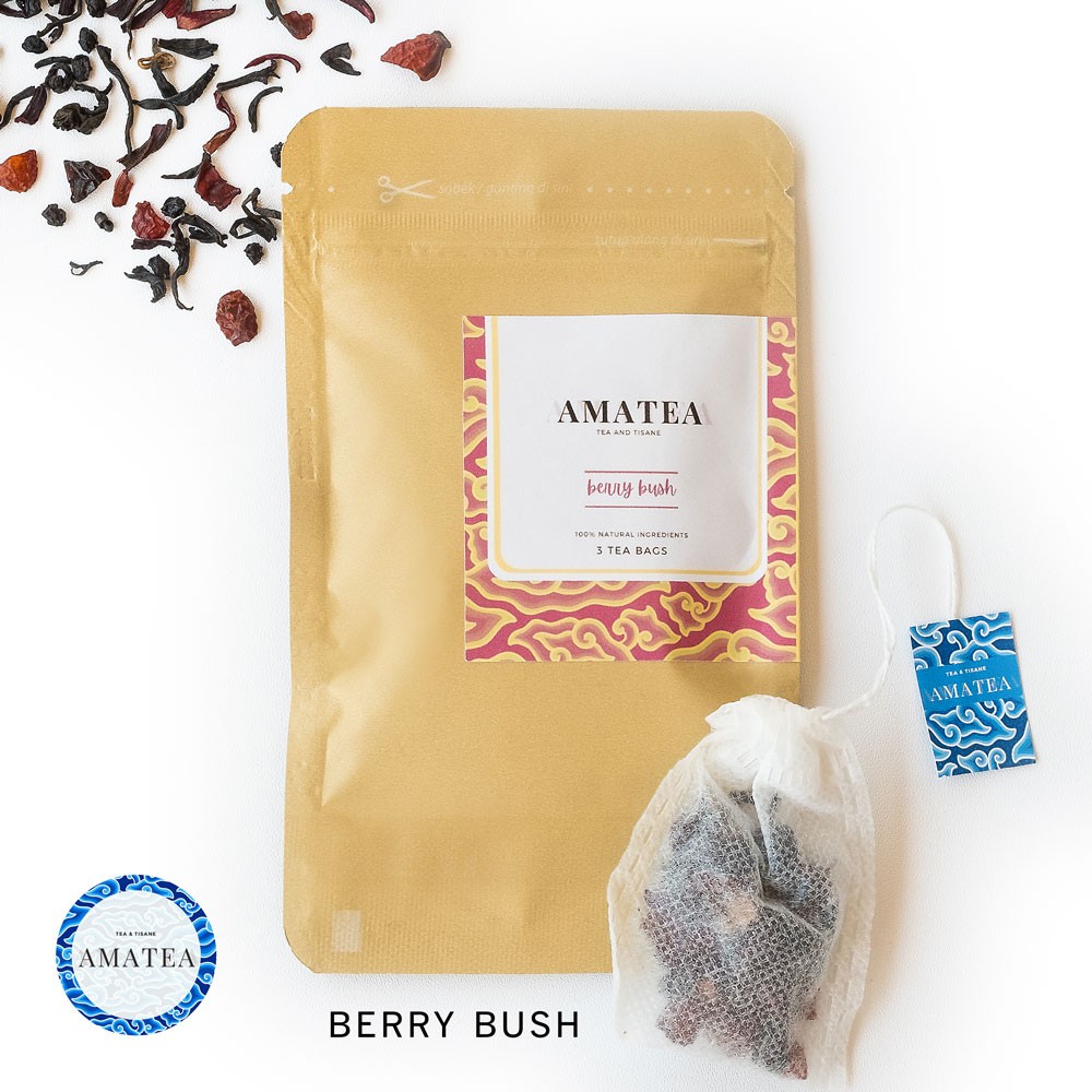 Amatea Berry Bush tea Blend- Berry Apple Hibiscus BlackTea (3 tea bag ...