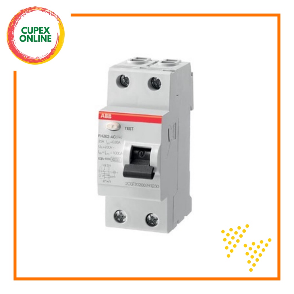 ABB FH202 AC IEC RCCB 25A/40A/63A 100mA 2P (cupex) | Shopee Malaysia