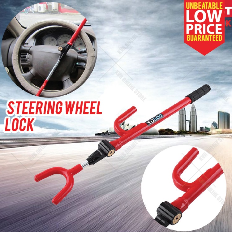 Universal T Style Anti Theft Steering Wheel Lock Car Security Key Lock ...