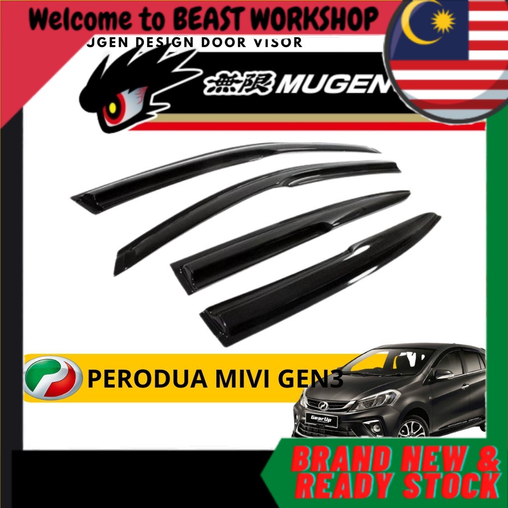 PERODUA MYVI GEN 3 2018 4PCS Mugen Air Press Window Door Visor Wind ...