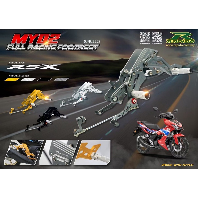 RAPIDO FULL RACING FOOTREST SET RS-X | Shopee Malaysia