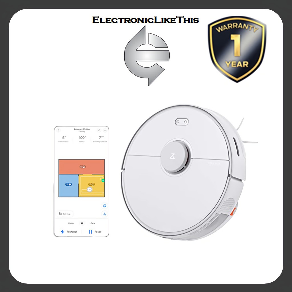 Roborock S5 Max Robotic Vacuum Cleaner 1 Year / White Shopee Malaysia