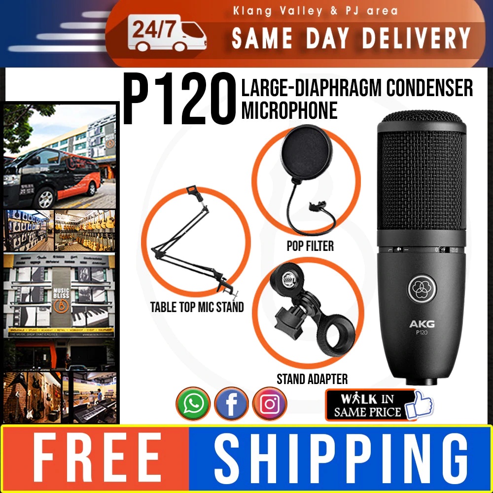 AKG P120 Large-Diaphragm Condenser Microphone (P-120 / P 120) | Shopee ...