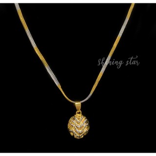 Silver Mix Gold Necklace 45cm Unique Women Fashion Ready Stock