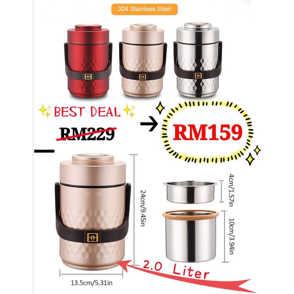 🔥AILIJIN Thermos🔥 Bergaya Stainless steel Mampat kekal panas Size