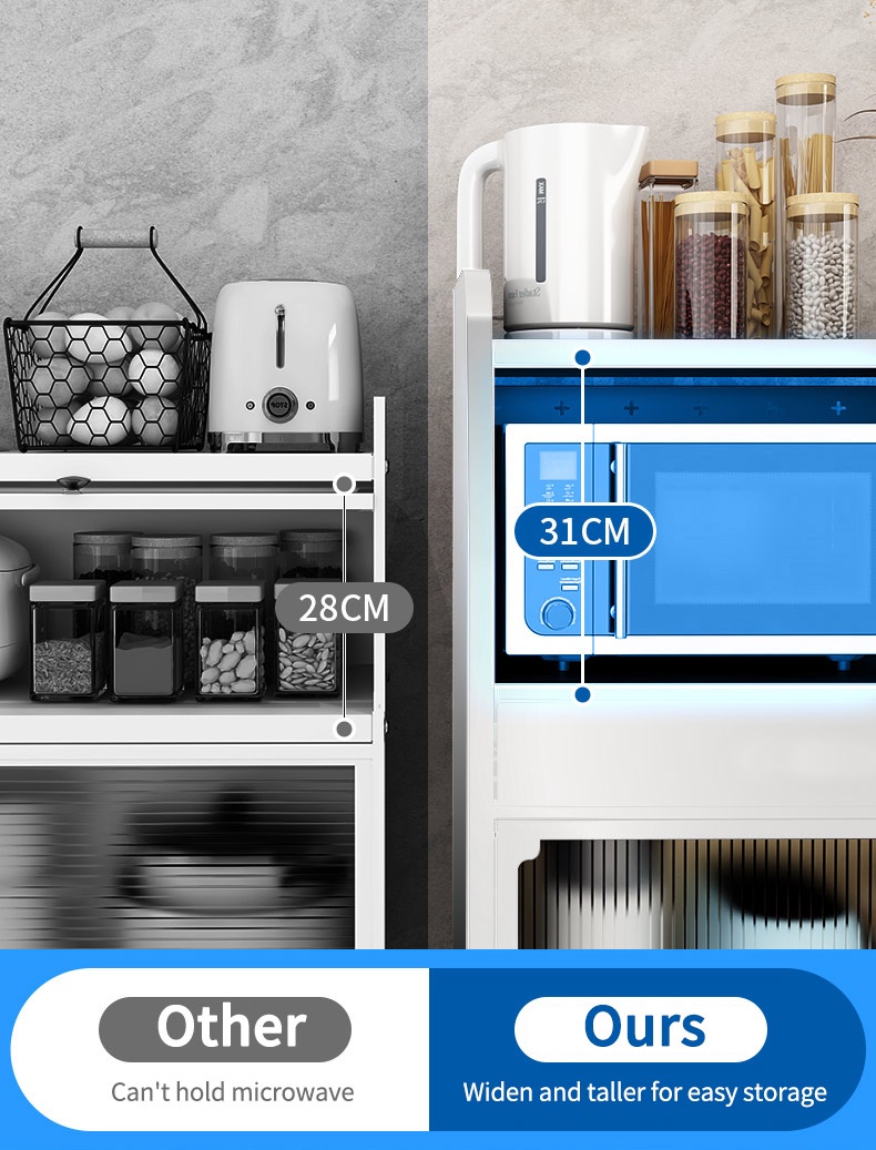 Kitchen Rack Cabinet with Door Rak Dapur Multifunctional Storage Rack ...