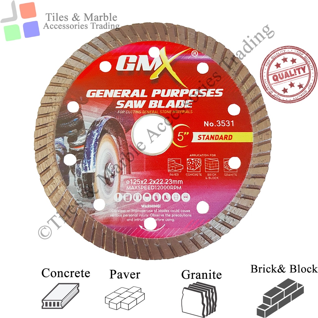 GMX 5'' General Purpose Saw Blade Paver Concrete Brick&Block Granite ...