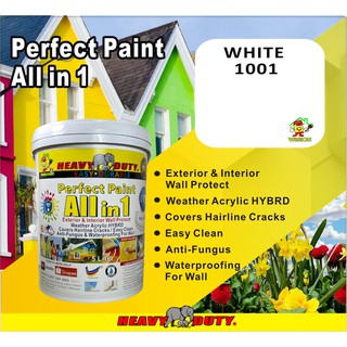 1 LITER ) WHITE 1001 / HEAVY DUTY ( EMULSION PAINT / PERFECT PAINT ALL IN 1  / AQUA ECO PAINT / CHALKBOARD PAINT )