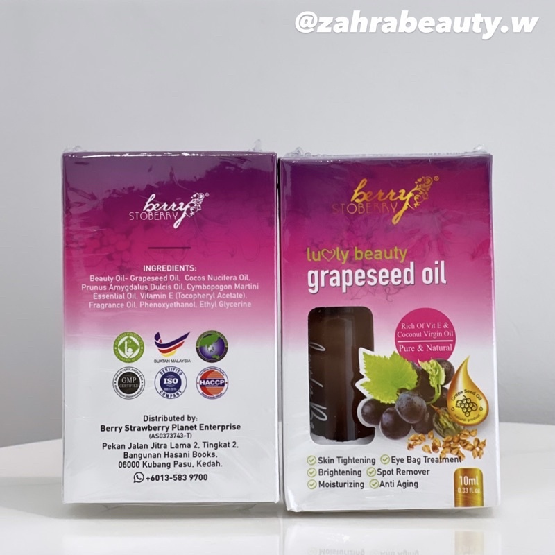 GRAPESEED OIL LUVLY BEAUTY BERRY STOBERRY ORIGINAL 🍇 Shopee Malaysia