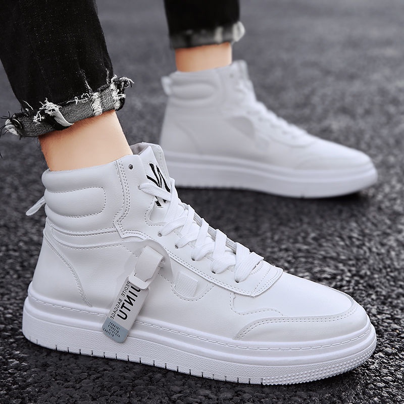 [Ready stock] -- high-top sneakers men s trendy casual white shoes men ...