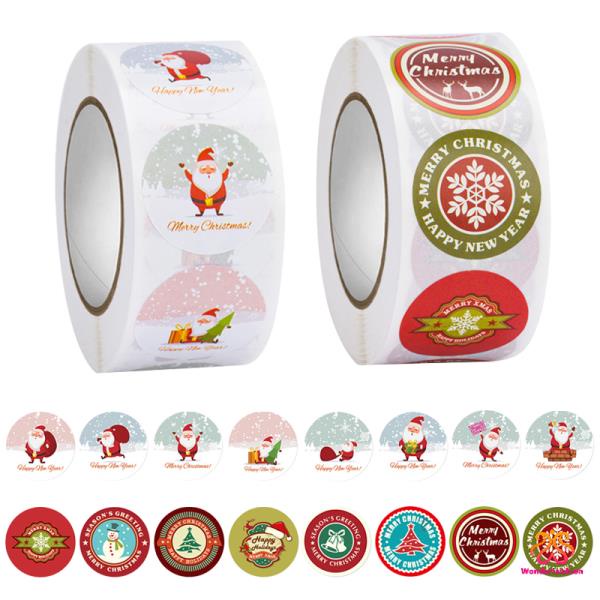 Sticker Roll Christmas Labels Stickers Christmas Gift Stickers Round