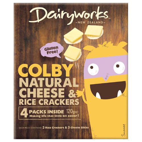 Dairyworks Colby Natural Cheese & Rice Crackers 4 packs 120g Kids