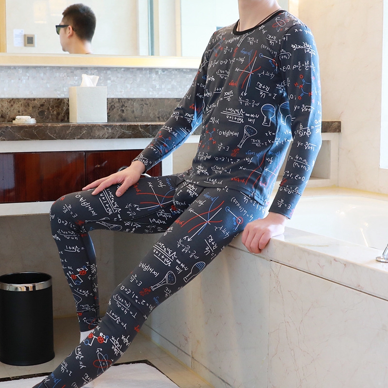 Winter Men Long Johns Cotton Printed underwear Men Thermal