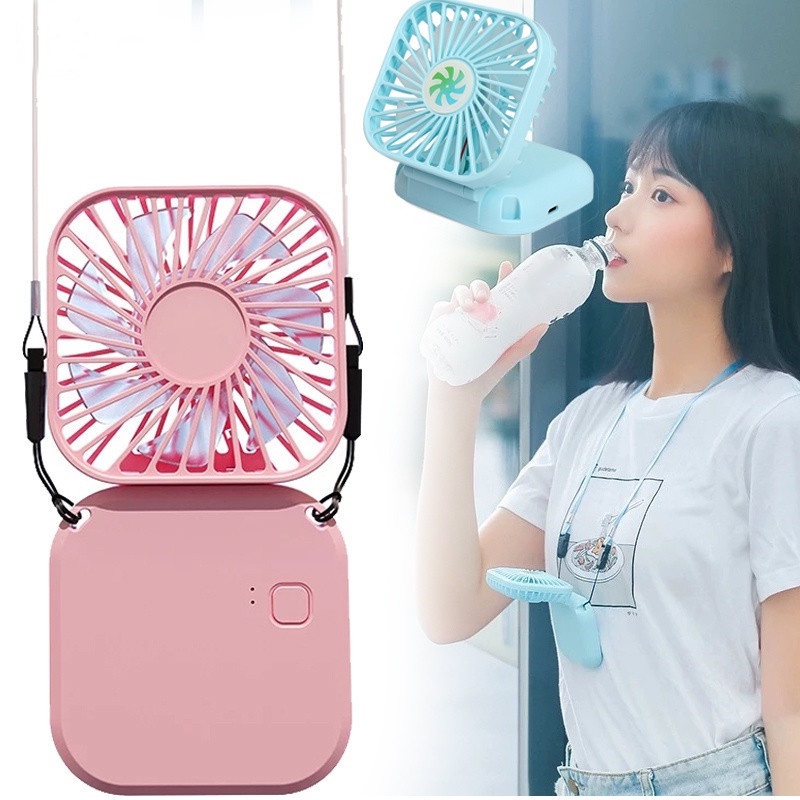 Mini Portable Foldable Hanging Neck Fan With Rope/ USB Rechargeable ...