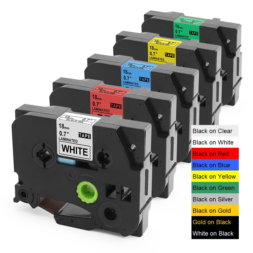 6x Labelwell-compatibele labeltape voor Brother TZ Tape 18 mm TZe-241 TZe-141 TZe-441 TZe-541 TZe-641 TZe-741 voor Brother Ptouch-tapes PT-D400 PT-P710BT PT-D400VP PT-D600VP PT-P750W PT-D450VP PT-P700