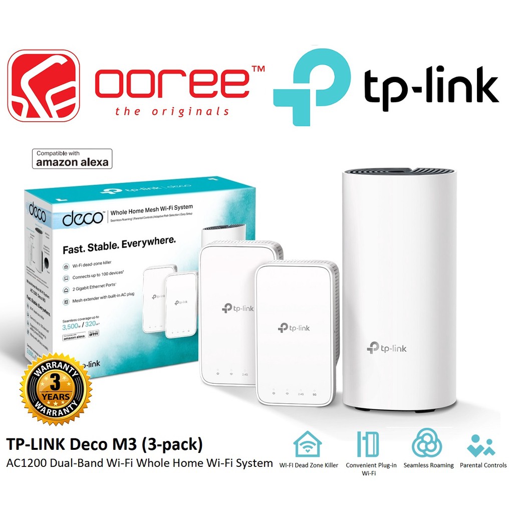 TP-LINK DECO M3 2-PACK / DECO M3 3-PACK / DECO M3W (ADD ON UNIT) AC1200 ...