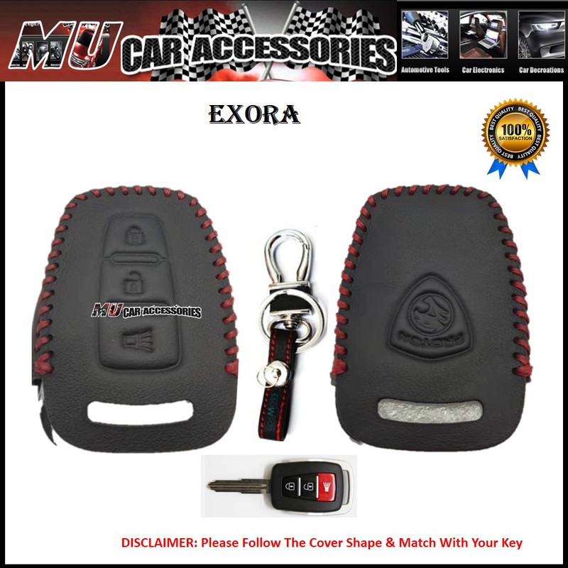 Proton Exora Keyless Remote Leather Car Key Cover Case (BlackRedLine) Shopee Malaysia
