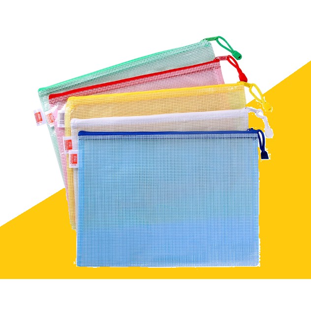 [LOCAL STOCK] A4 Size Transparent Mesh Document Bag Stationery Zipper ...