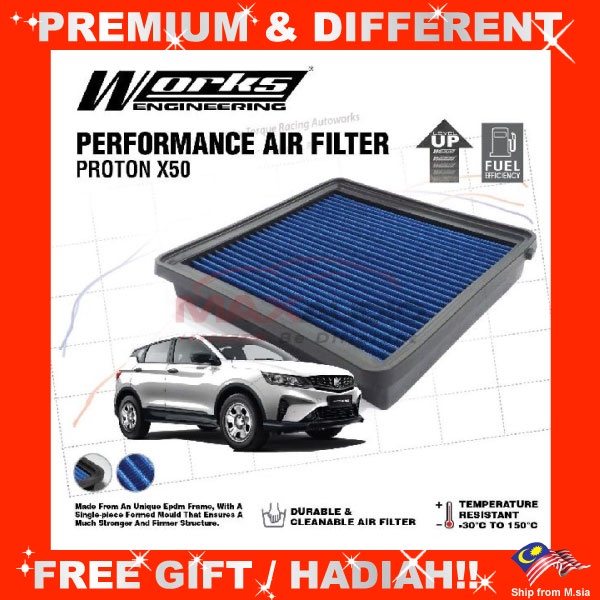 Car Air Filter PROTON X50 WORKS ENGINEERING Performance Engine Fuel