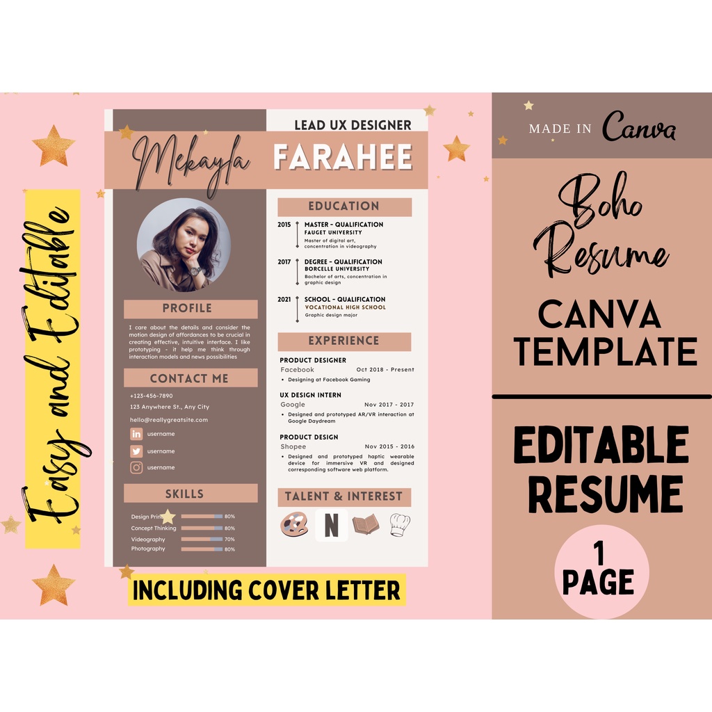 Creative Brown Resume Template - 4275336bb66d7af4fa603bfe03806965