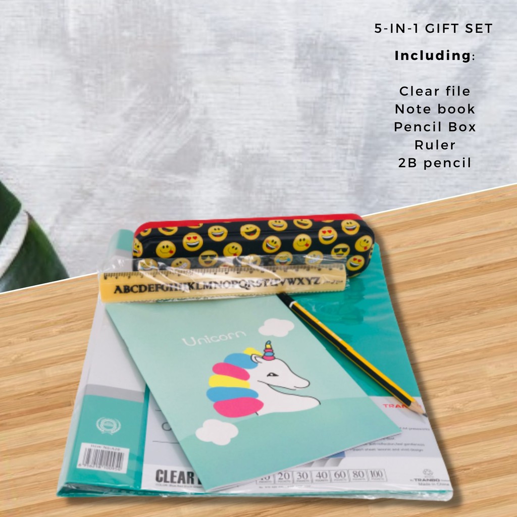 🔥READY STOCK 🔥 5-in-1 A4 clear file stationery gift set for Kids School ...