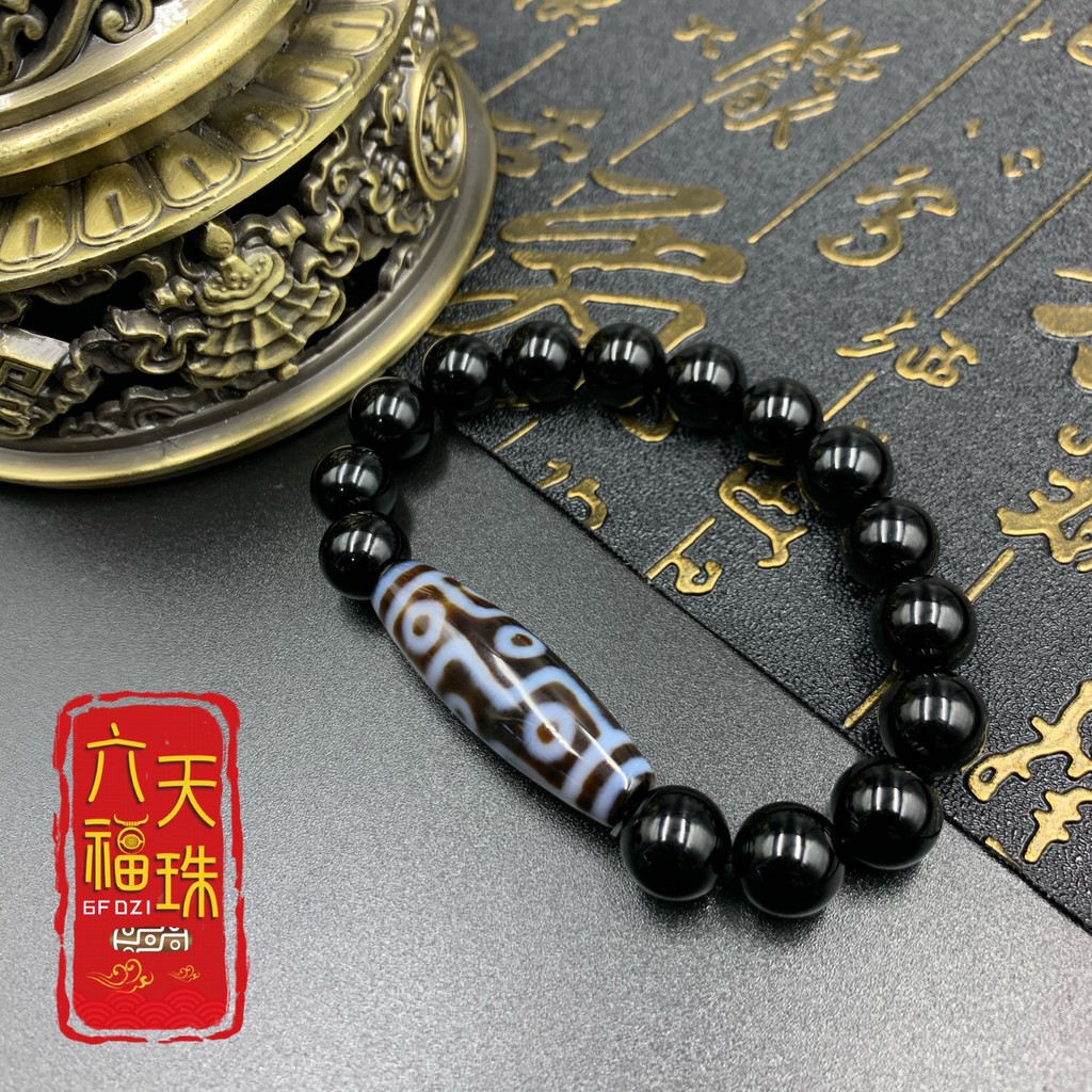 六福天珠6F Dzi 】九眼新天珠（单颗新天珠/黑玛瑙手串） | Shopee Malaysia