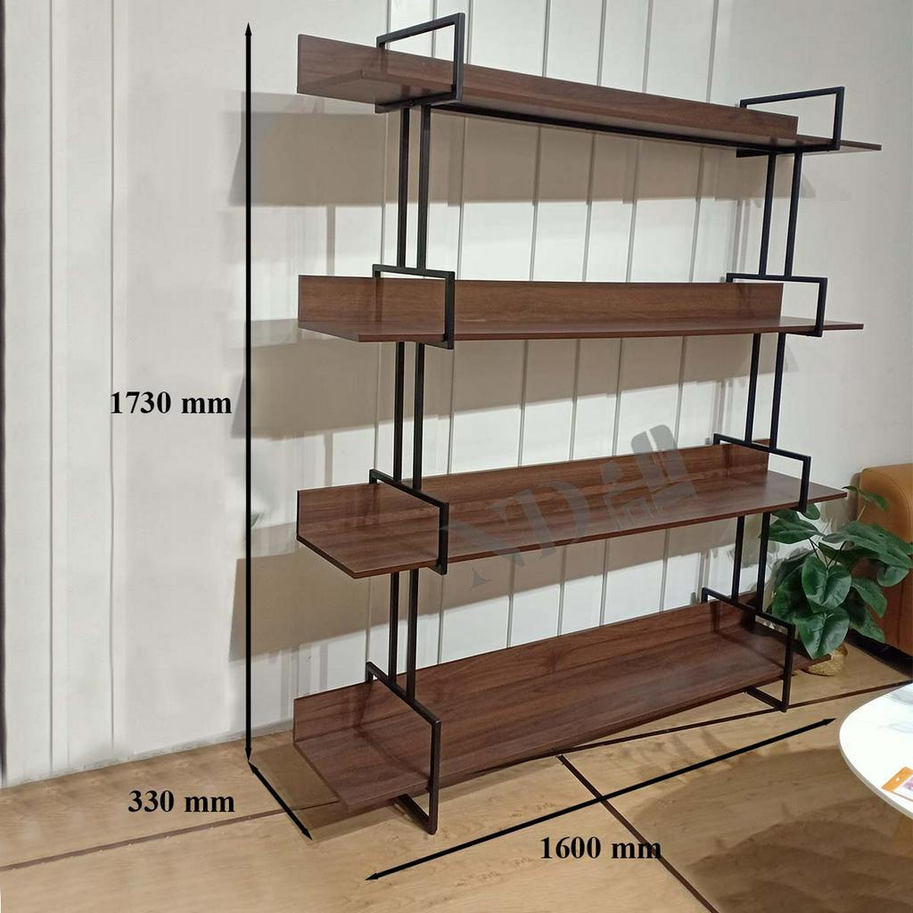 [N Design] 4-Tier Bookshelf / Metal & Wooden 4 Layer Display Rack ...