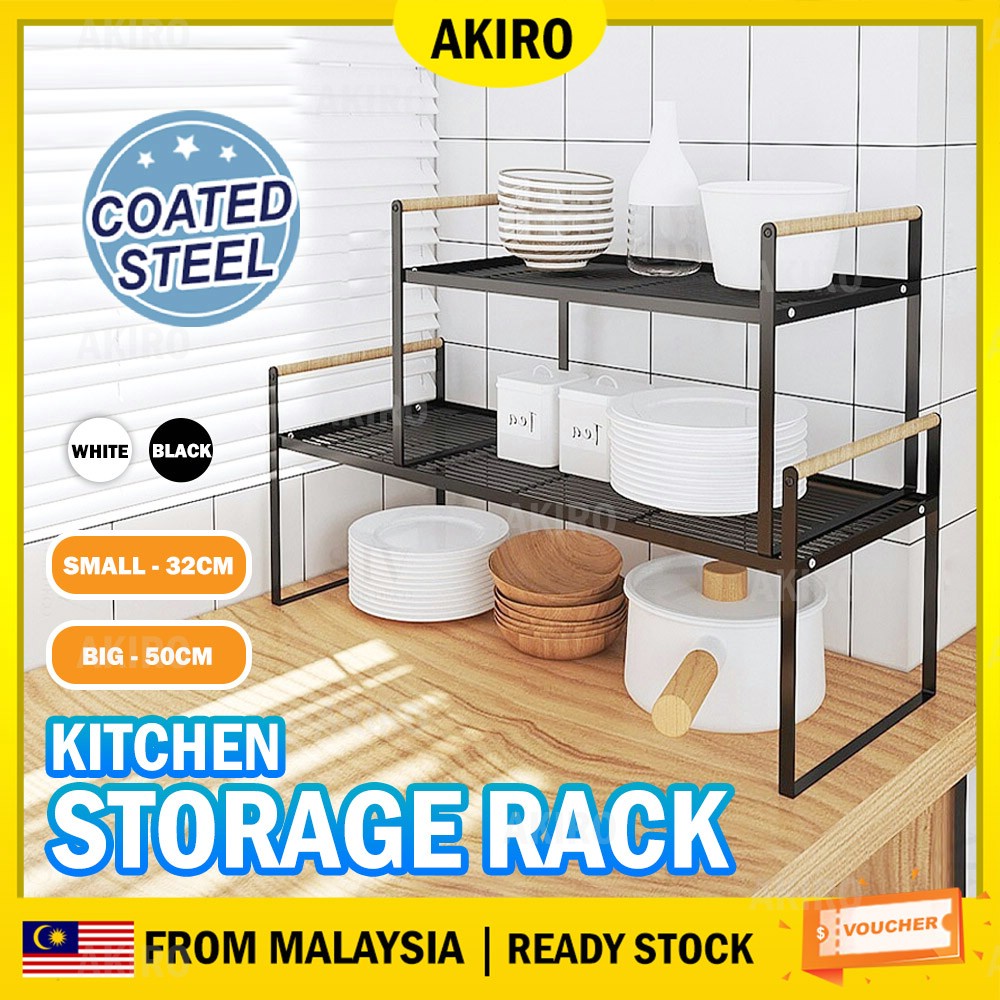 AKIRO Kitchen Storage Rack Organizer Shelf Rak Dapur Shelves For Pan ...