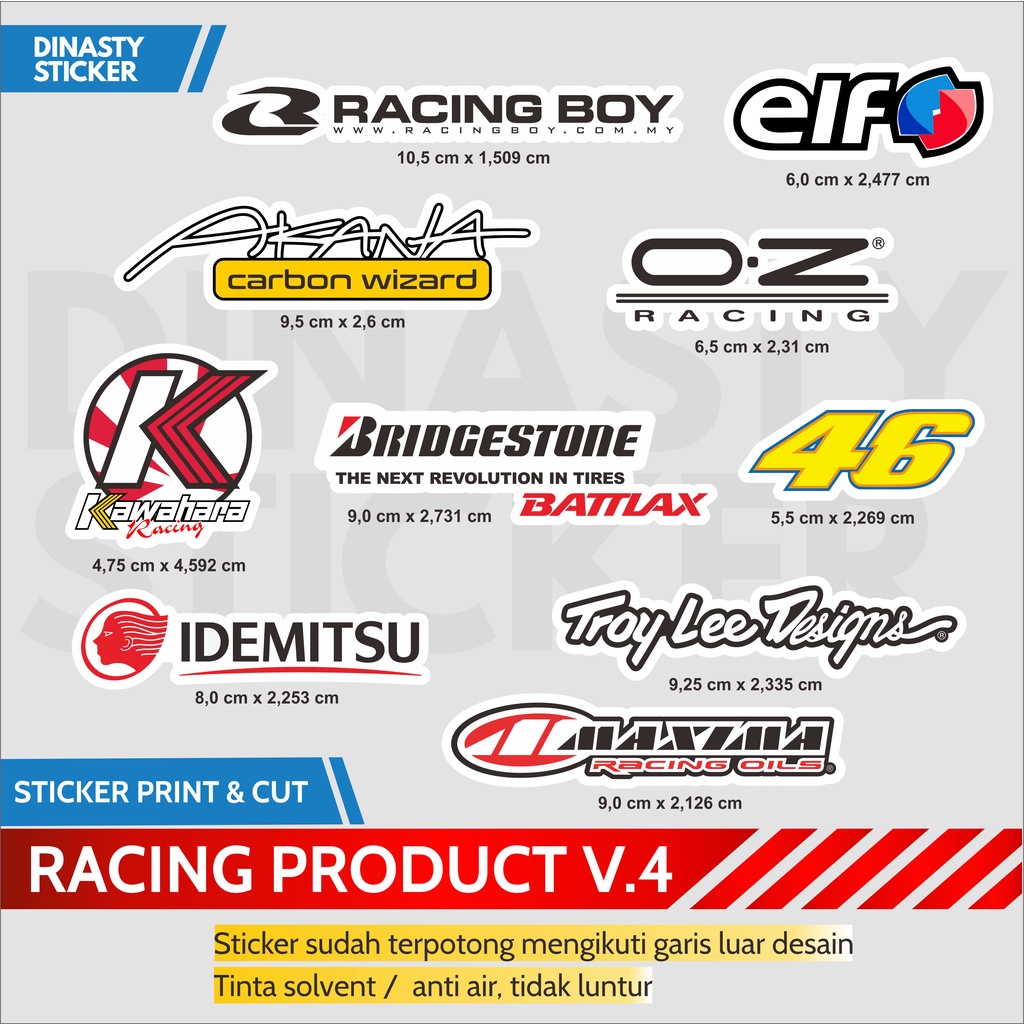 Sticker | Print CUT RACING PRODUCT V4 STICKERS | Racingboy ELF IDEMITSU ...