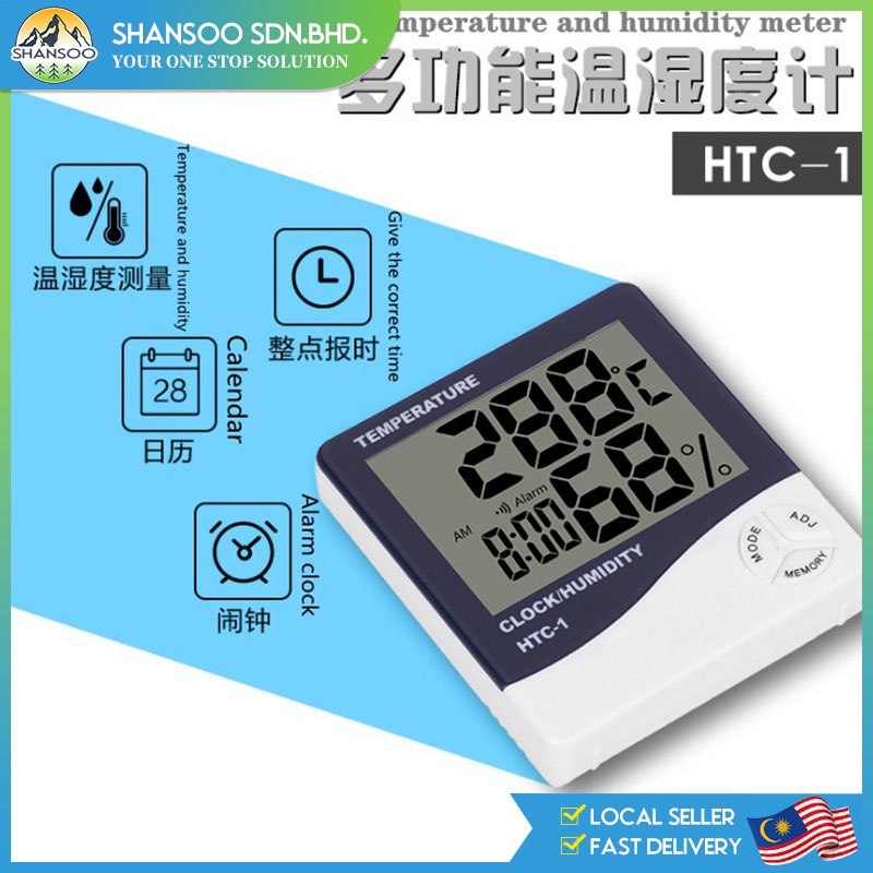 Temperature Meter Thermometer Digital Clock Humidity Meter ℃/℉ Unit ...