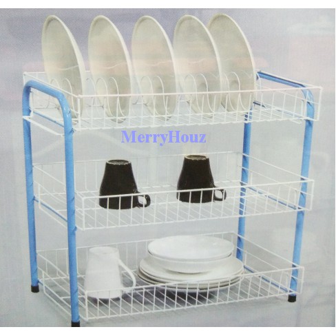 (Ready Stock)3V 3-Tier Epoxy Steel Dish Rack/Drainer/Rak Pinggan ...