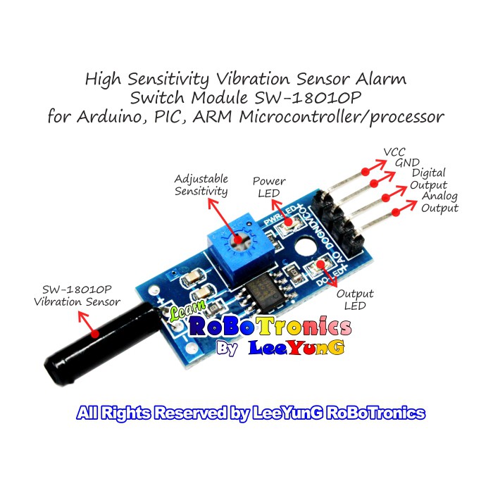 Vibration Sensor Switch Module SW18010P High Sensitivity Arduino Alarm